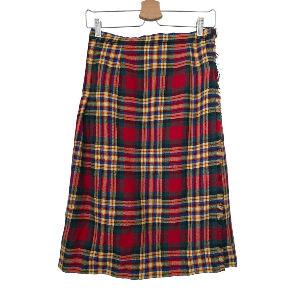 Authentic Lochcarron Scotland Tartan Plaid New Wool Kilt Skirt Side Buckles 28"